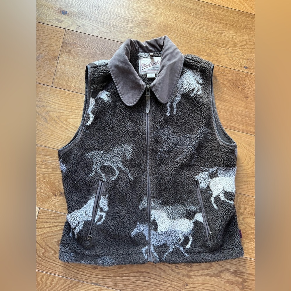 Vintage Woolrich Equestrian, Sherpa fleece Jacket Vest